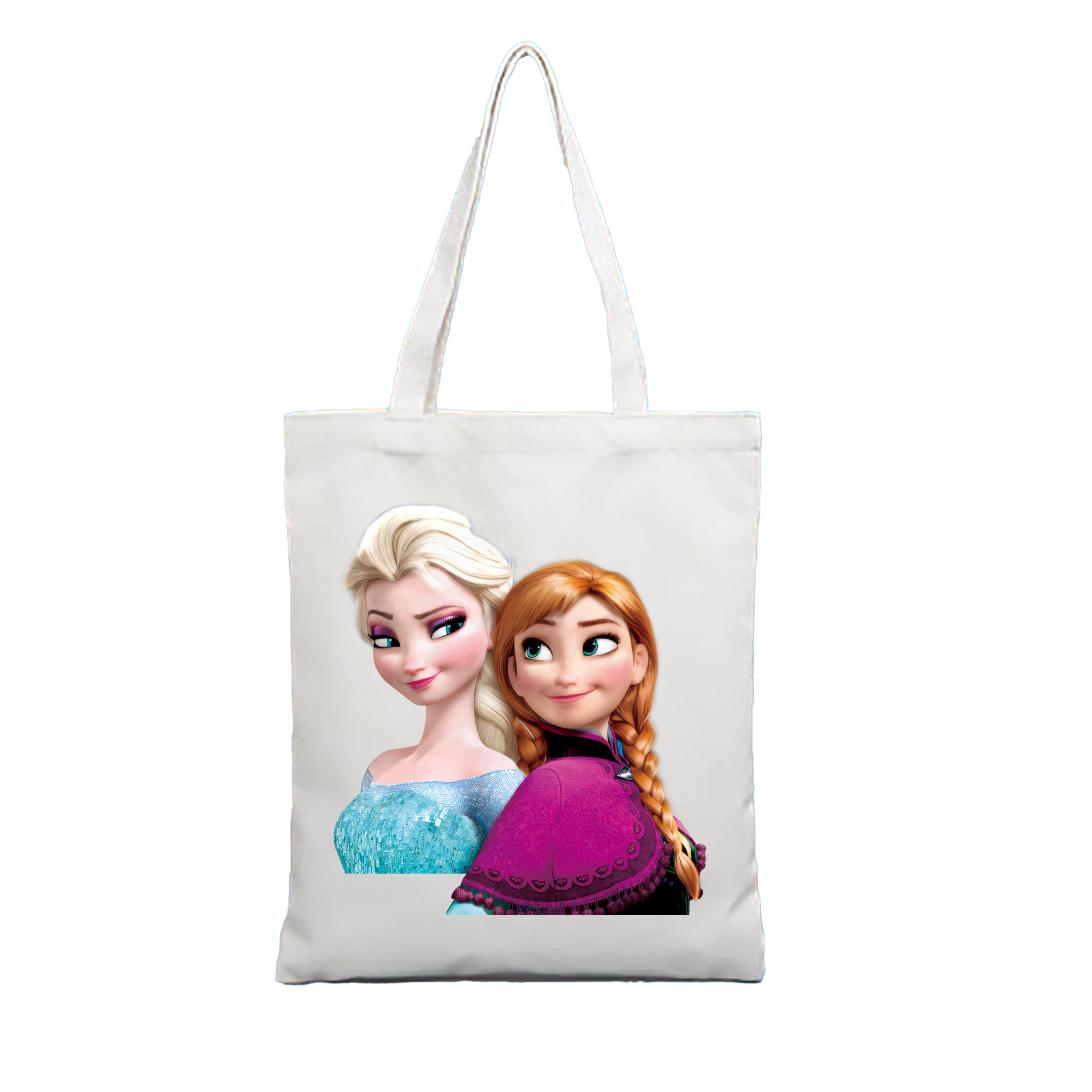（画像用） アナと雪の女王 アンナ エルサ Frozen Anna Elsa 縦型キャンバス生地手提げバッグ　トートバッグ