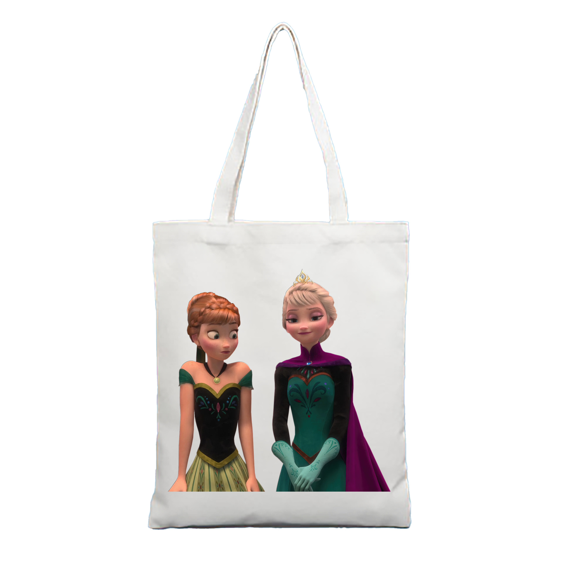 （画像用） アナと雪の女王 アンナ エルサ Frozen Anna Elsa 縦型キャンバス生地手提げバッグ　トートバッグ