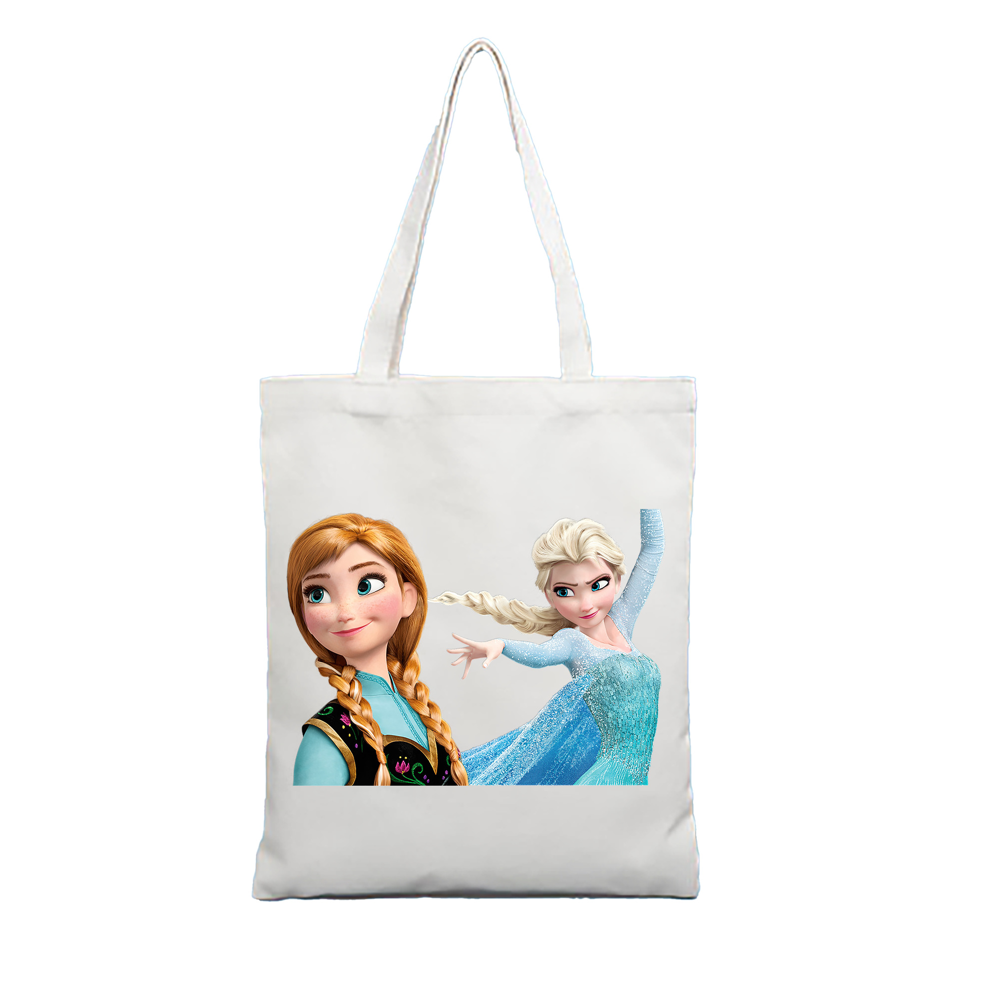 （画像用） アナと雪の女王 アンナ エルサ Frozen Anna Elsa 縦型キャンバス生地手提げバッグ　トートバッグ