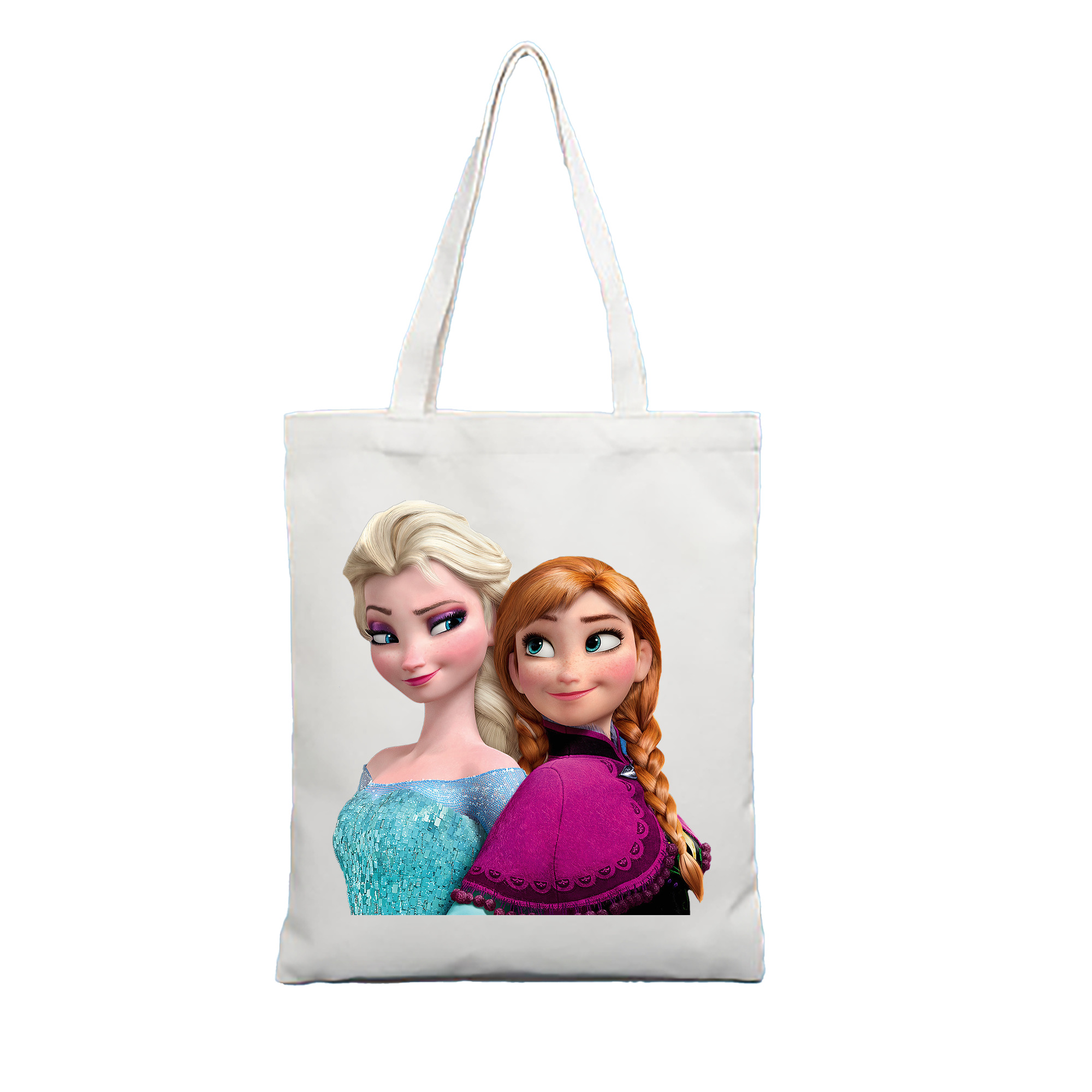 （画像用） アナと雪の女王 アンナ エルサ Frozen Anna Elsa 縦型キャンバス生地手提げバッグ　トートバッグ