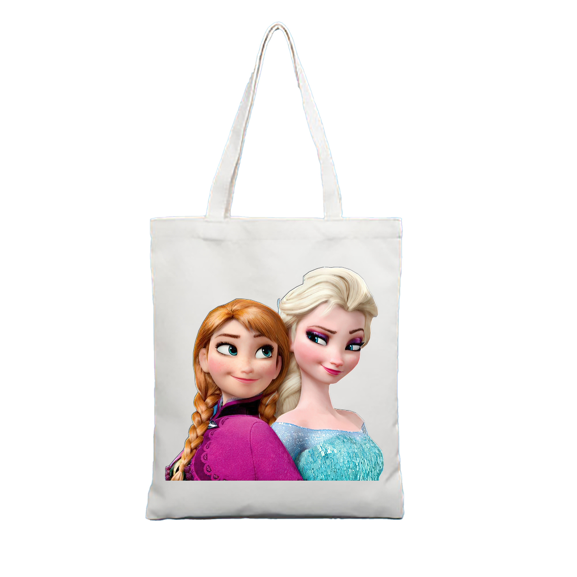 （画像用） アナと雪の女王 アンナ エルサ Frozen Anna Elsa 縦型キャンバス生地手提げバッグ　トートバッグ