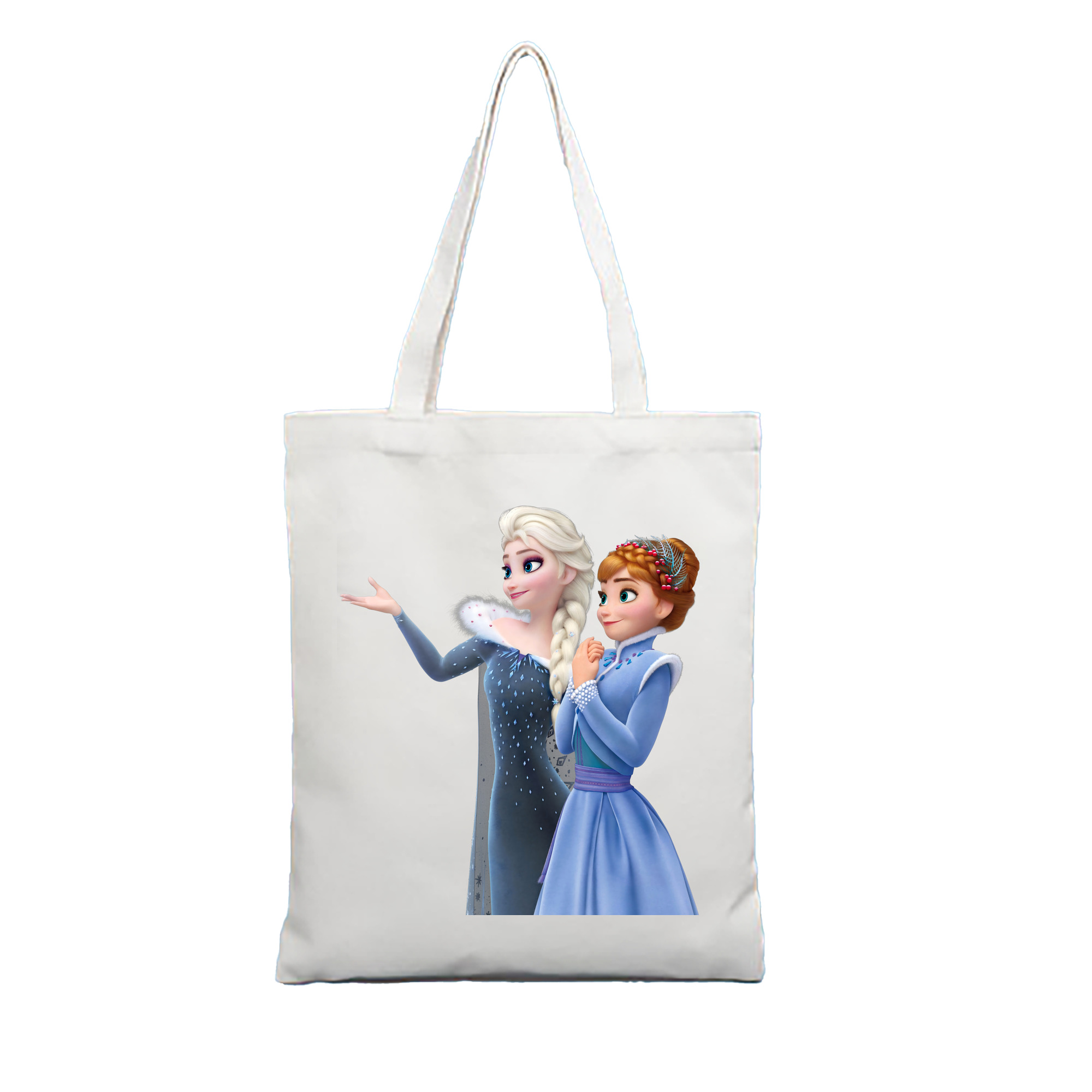 （画像用） アナと雪の女王 アンナ エルサ Frozen Anna Elsa 縦型キャンバス生地手提げバッグ　トートバッグ