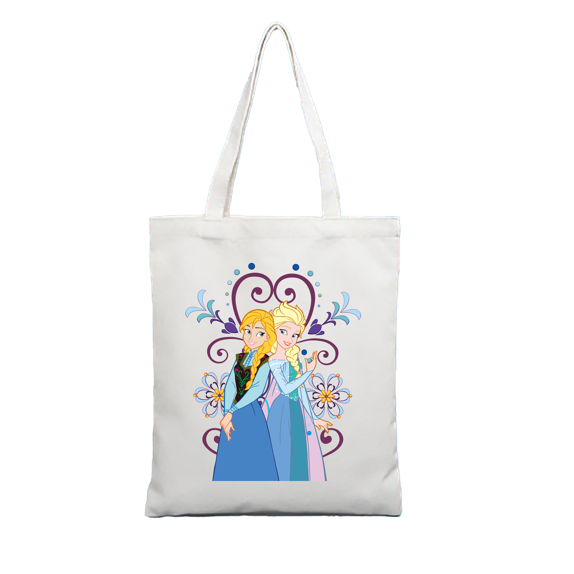 （画像用） アナと雪の女王 アンナ エルサ Frozen Anna Elsa 縦型キャンバス生地手提げバッグ　トートバッグ