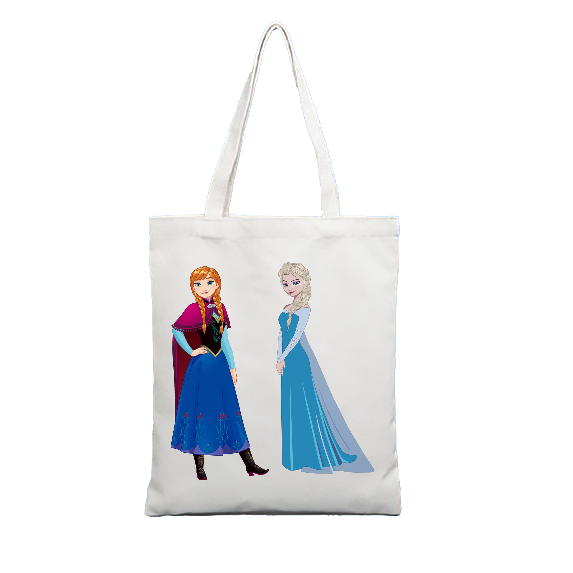 （画像用） アナと雪の女王 アンナ エルサ Frozen Anna Elsa 縦型キャンバス生地手提げバッグ　トートバッグ