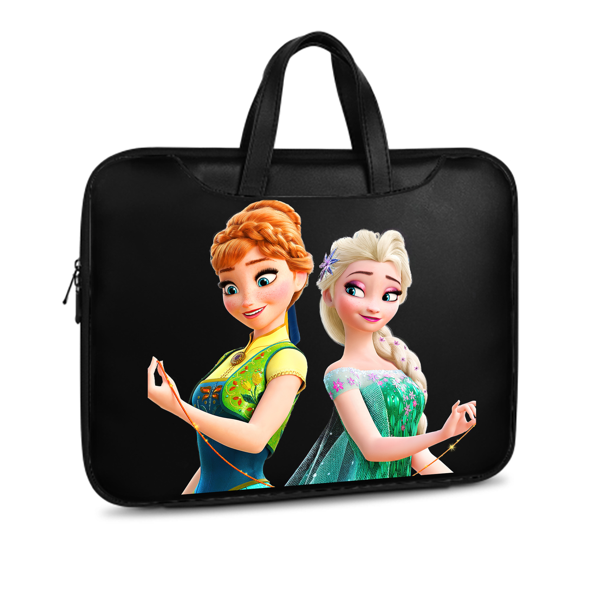 （画像用） アナと雪の女王 アンナ エルサ Frozen Anna Elsa レザーラップトップバッグ　ノートパソコンケース