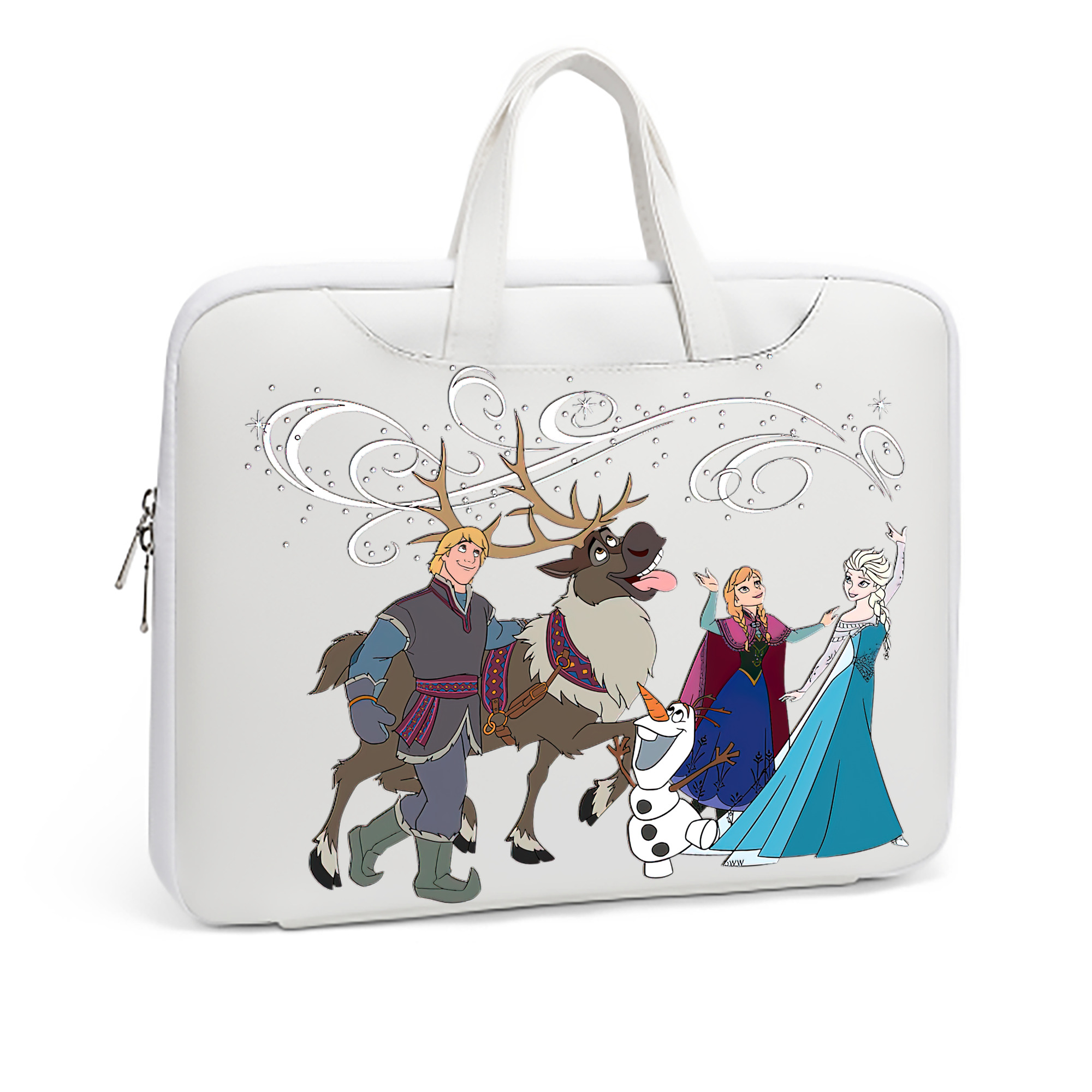 （画像用） アナと雪の女王 アンナ エルサ Frozen Anna Elsa レザーラップトップバッグ　ノートパソコンケース