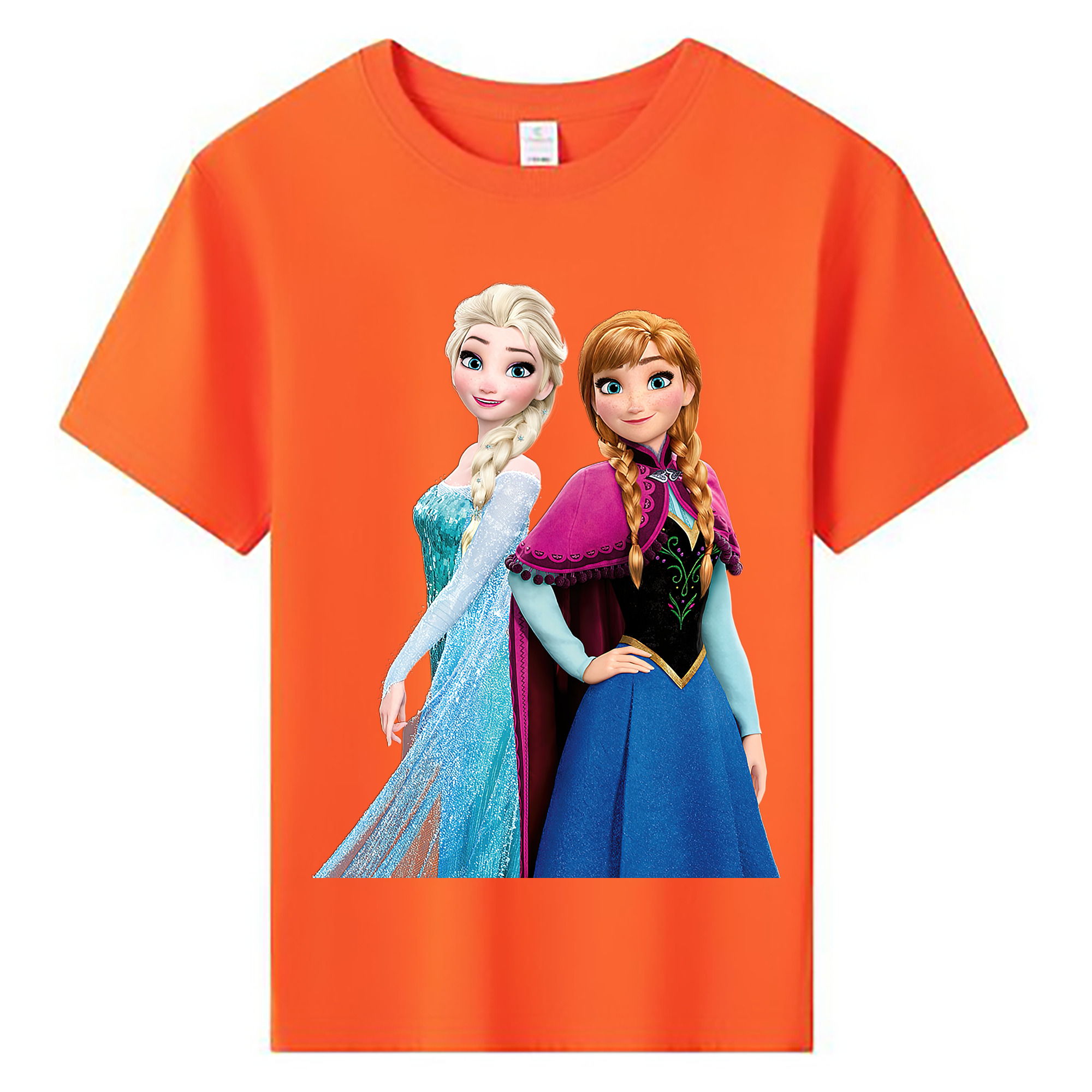 （画像用） アナと雪の女王 アンナ エルサ Frozen Anna Elsa 綿100％キッズTシャツ（フロントプリント）