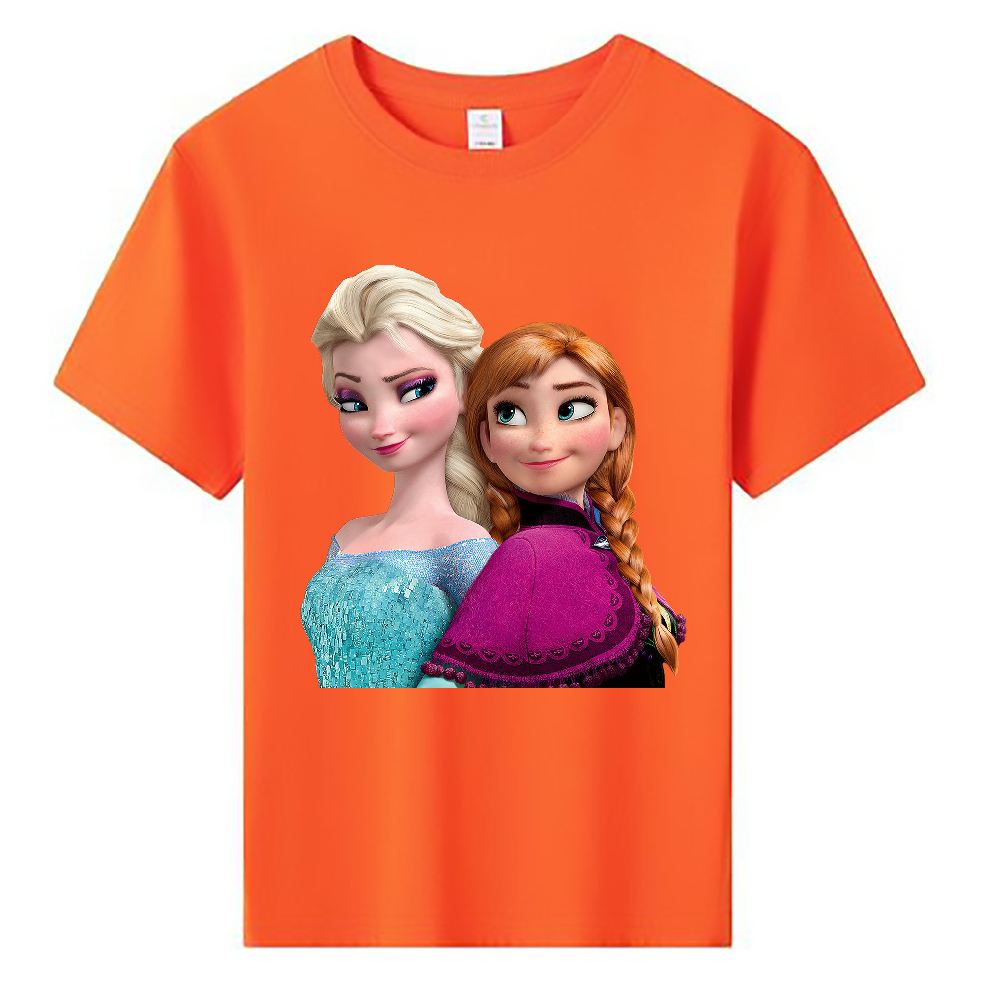 （画像用） アナと雪の女王 アンナ エルサ Frozen Anna Elsa 綿100％キッズTシャツ（フロントプリント）