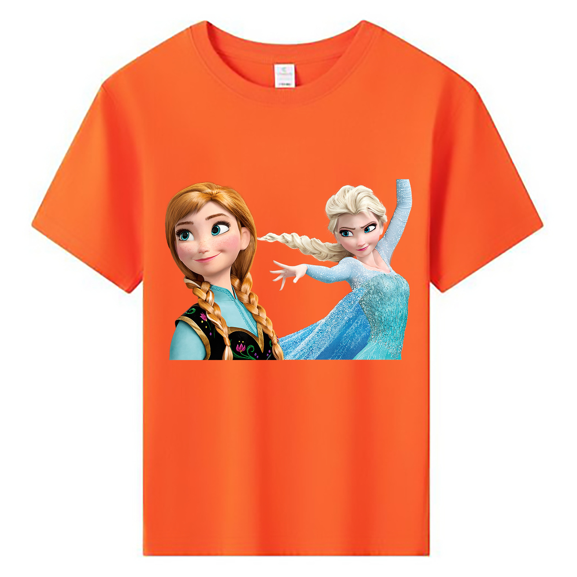 （画像用） アナと雪の女王 アンナ エルサ Frozen Anna Elsa 綿100％キッズTシャツ（フロントプリント）