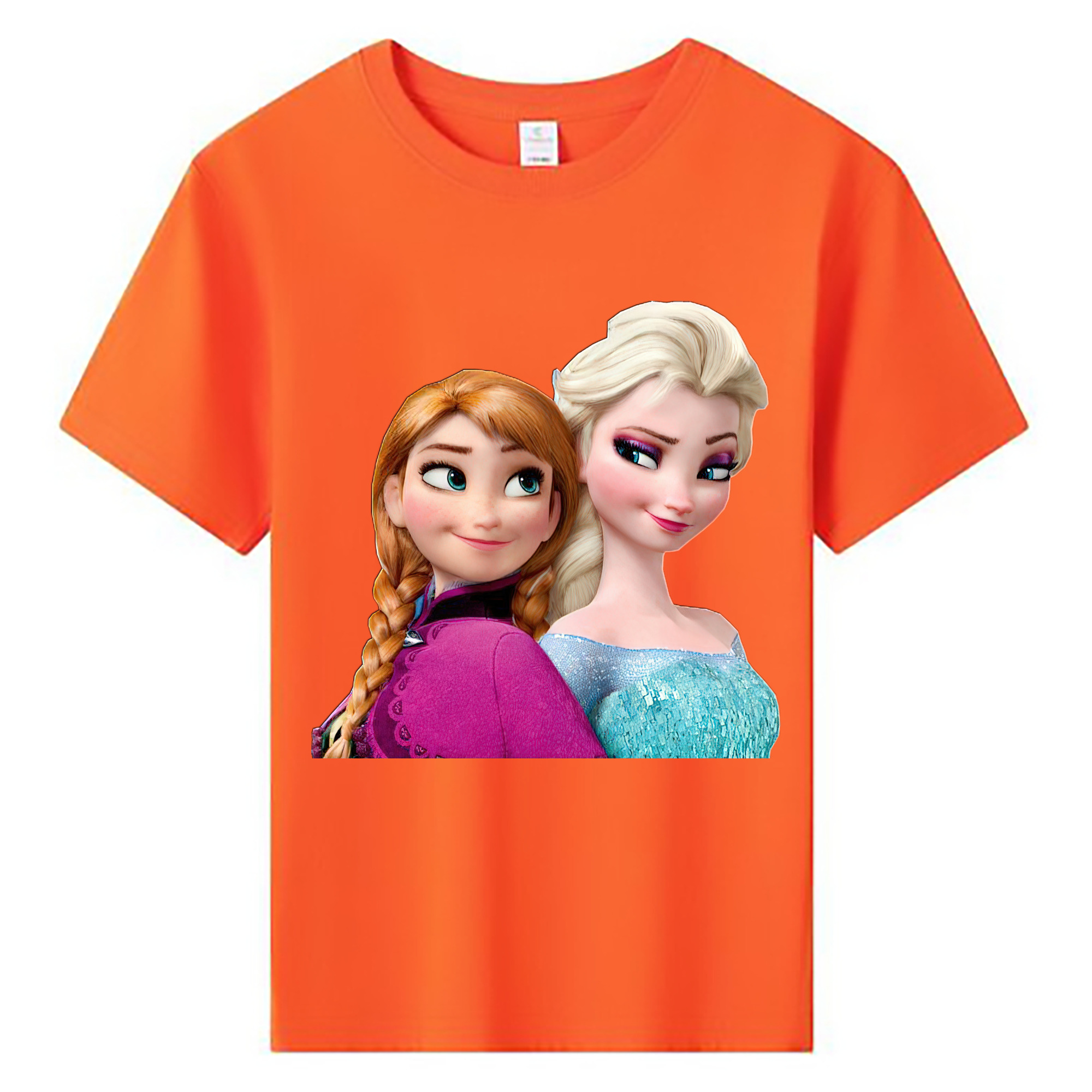 （画像用） アナと雪の女王 アンナ エルサ Frozen Anna Elsa 綿100％キッズTシャツ（フロントプリント）