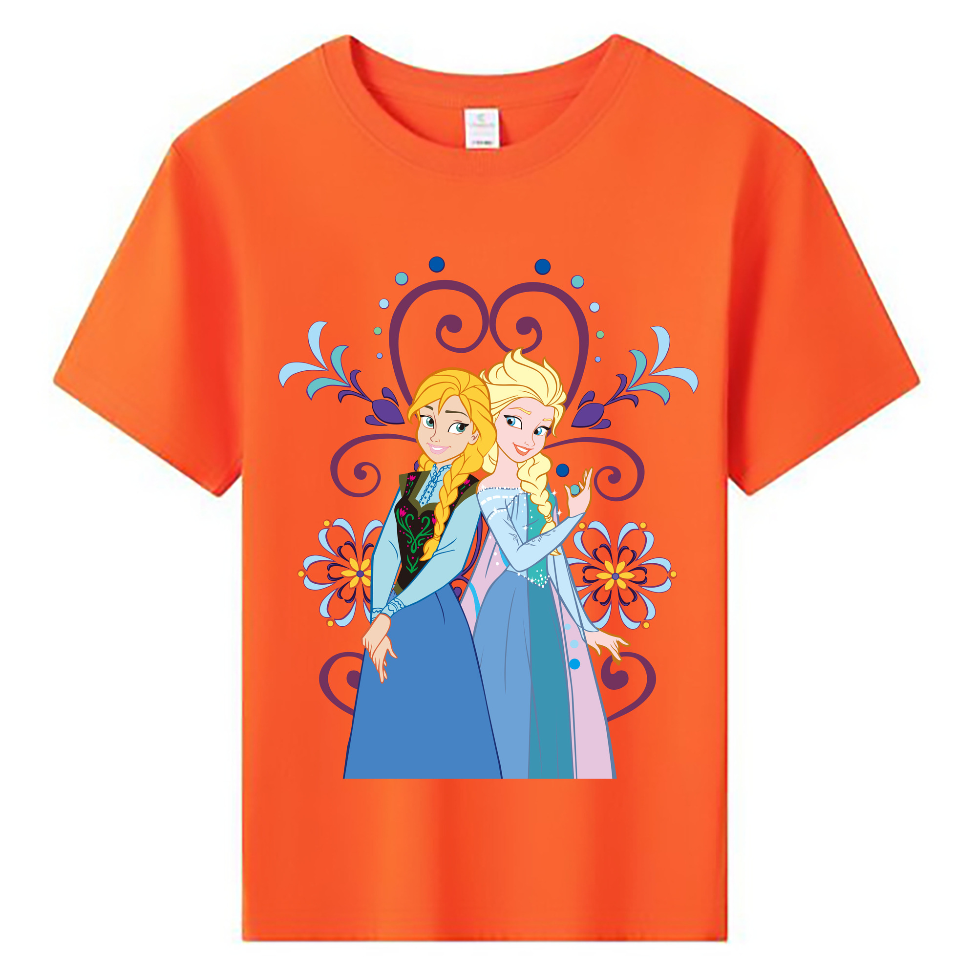 （画像用） アナと雪の女王 アンナ エルサ Frozen Anna Elsa 綿100％キッズTシャツ（フロントプリント）