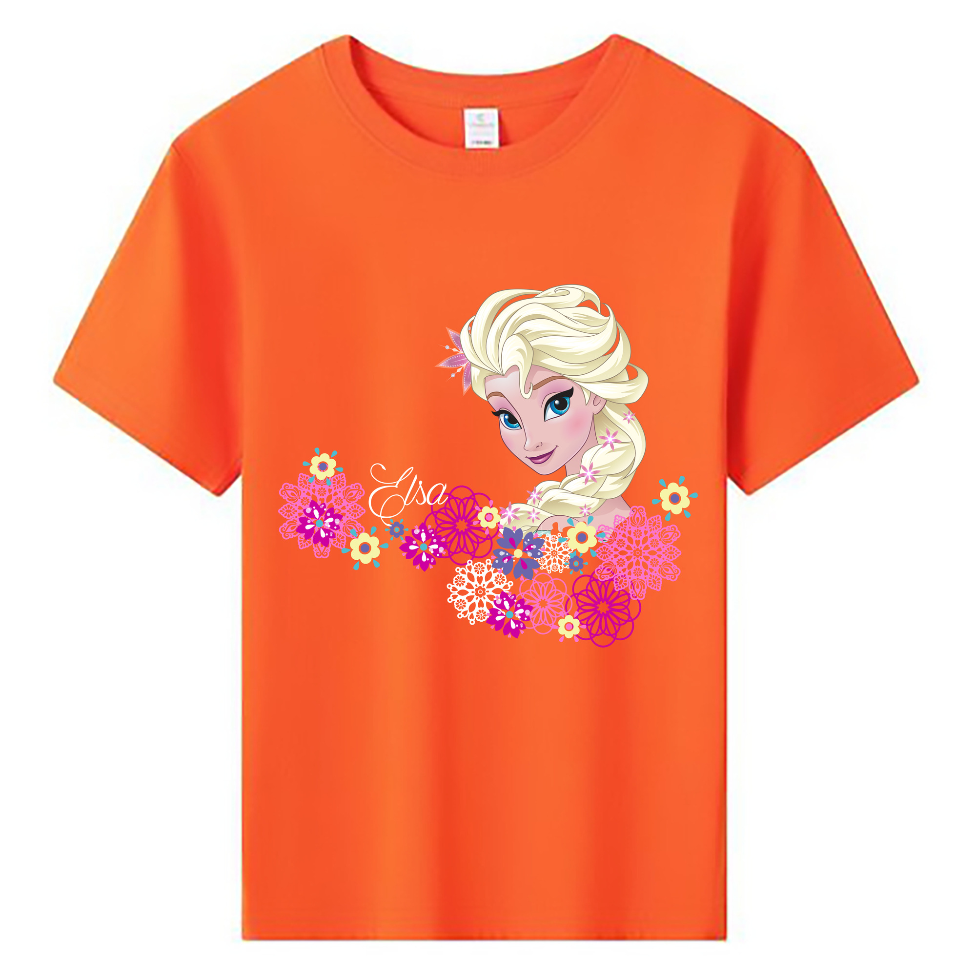 （画像用） アナと雪の女王 アンナ エルサ Frozen Anna Elsa 綿100％キッズTシャツ（フロントプリント）