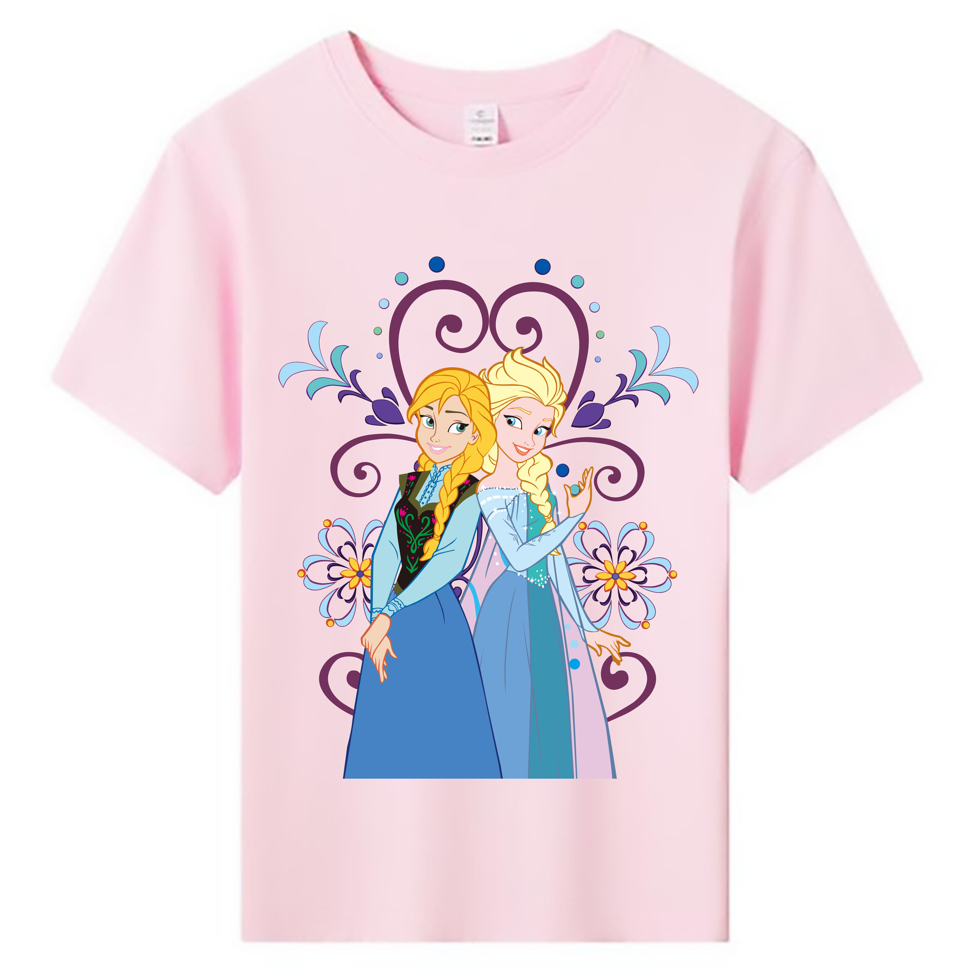（画像用） アナと雪の女王 アンナ エルサ Frozen Anna Elsa 綿100％キッズTシャツ（フロントプリント）