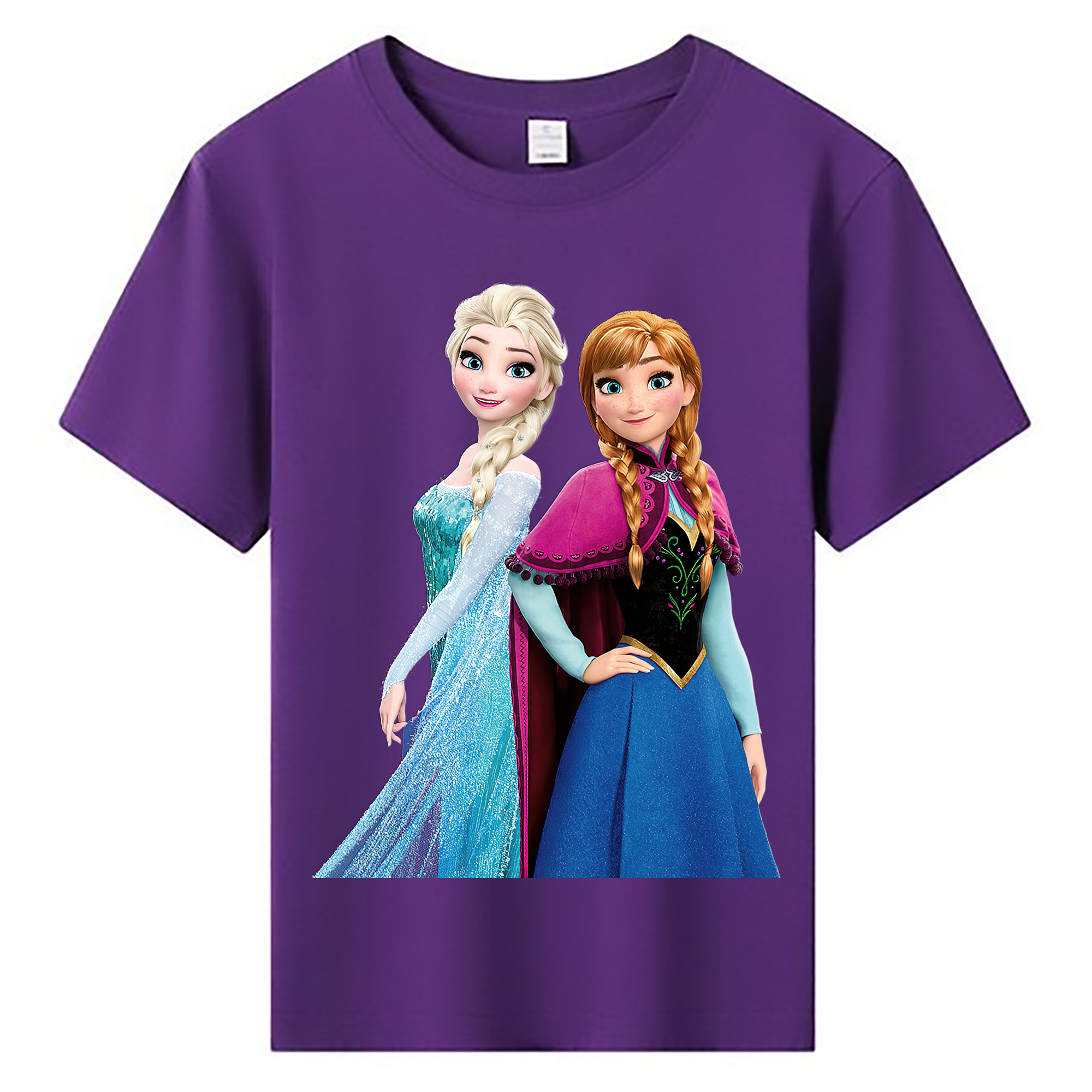 （画像用） アナと雪の女王 アンナ エルサ Frozen Anna Elsa 綿100％キッズTシャツ（フロントプリント）