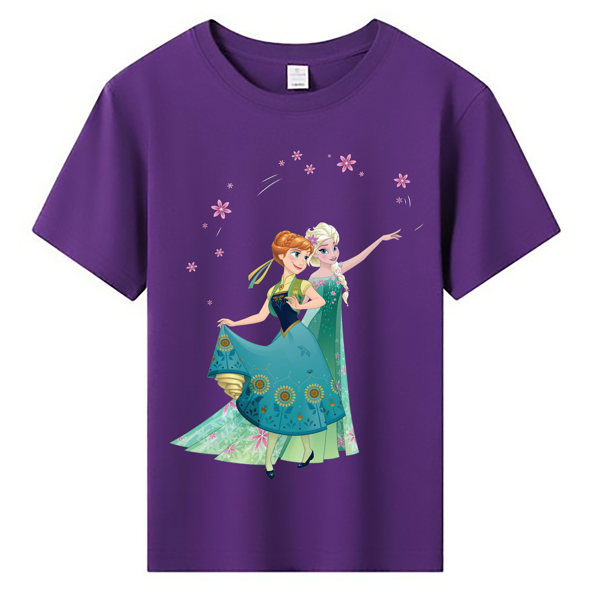 （画像用） アナと雪の女王 アンナ エルサ Frozen Anna Elsa 綿100％キッズTシャツ（フロントプリント）