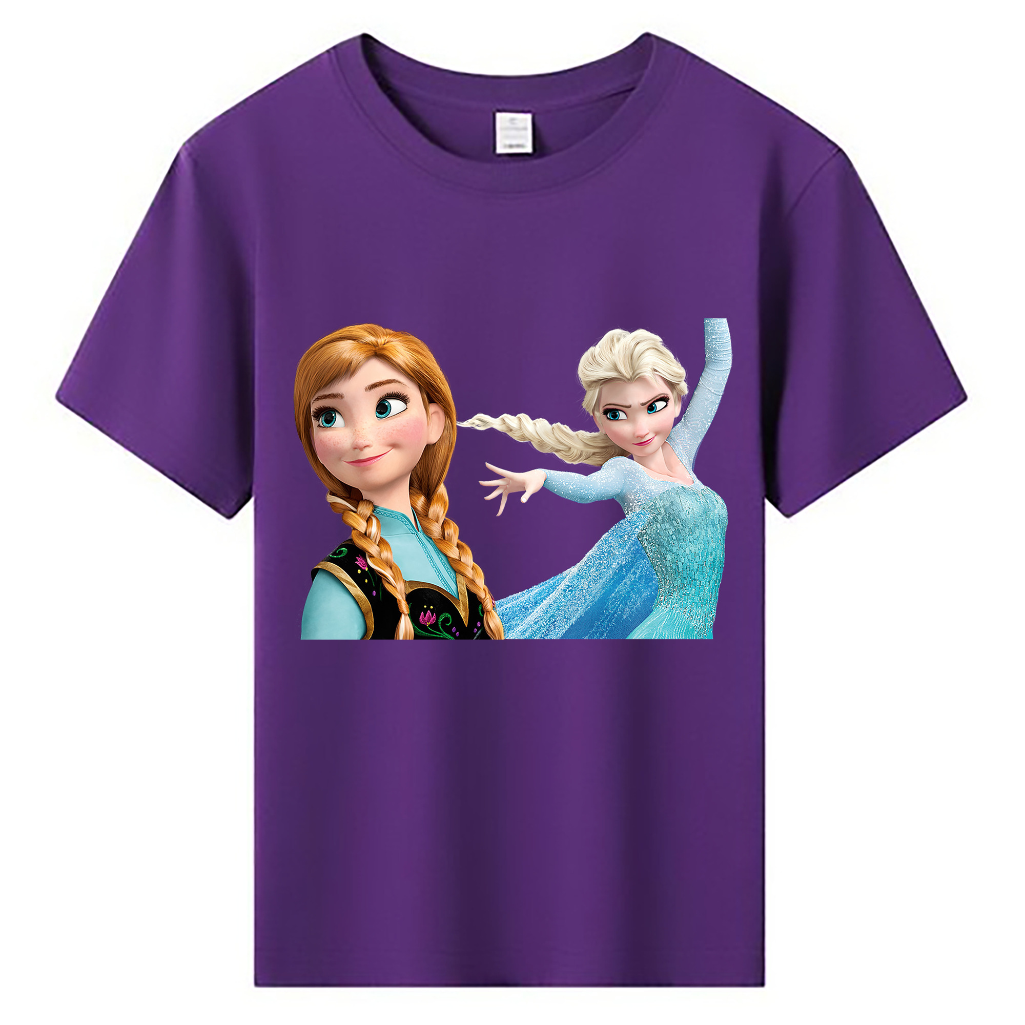 （画像用） アナと雪の女王 アンナ エルサ Frozen Anna Elsa 綿100％キッズTシャツ（フロントプリント）
