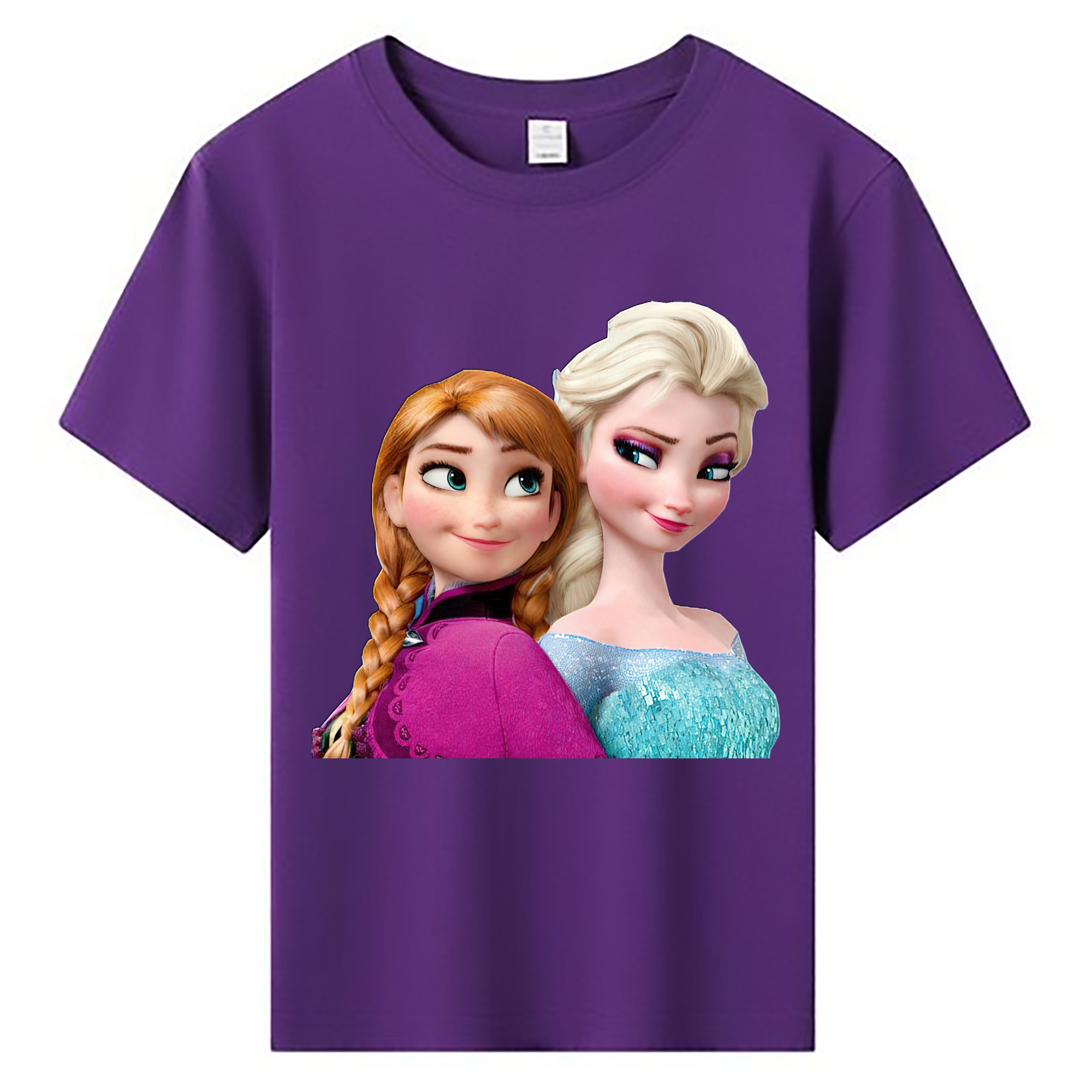 （画像用） アナと雪の女王 アンナ エルサ Frozen Anna Elsa 綿100％キッズTシャツ（フロントプリント）