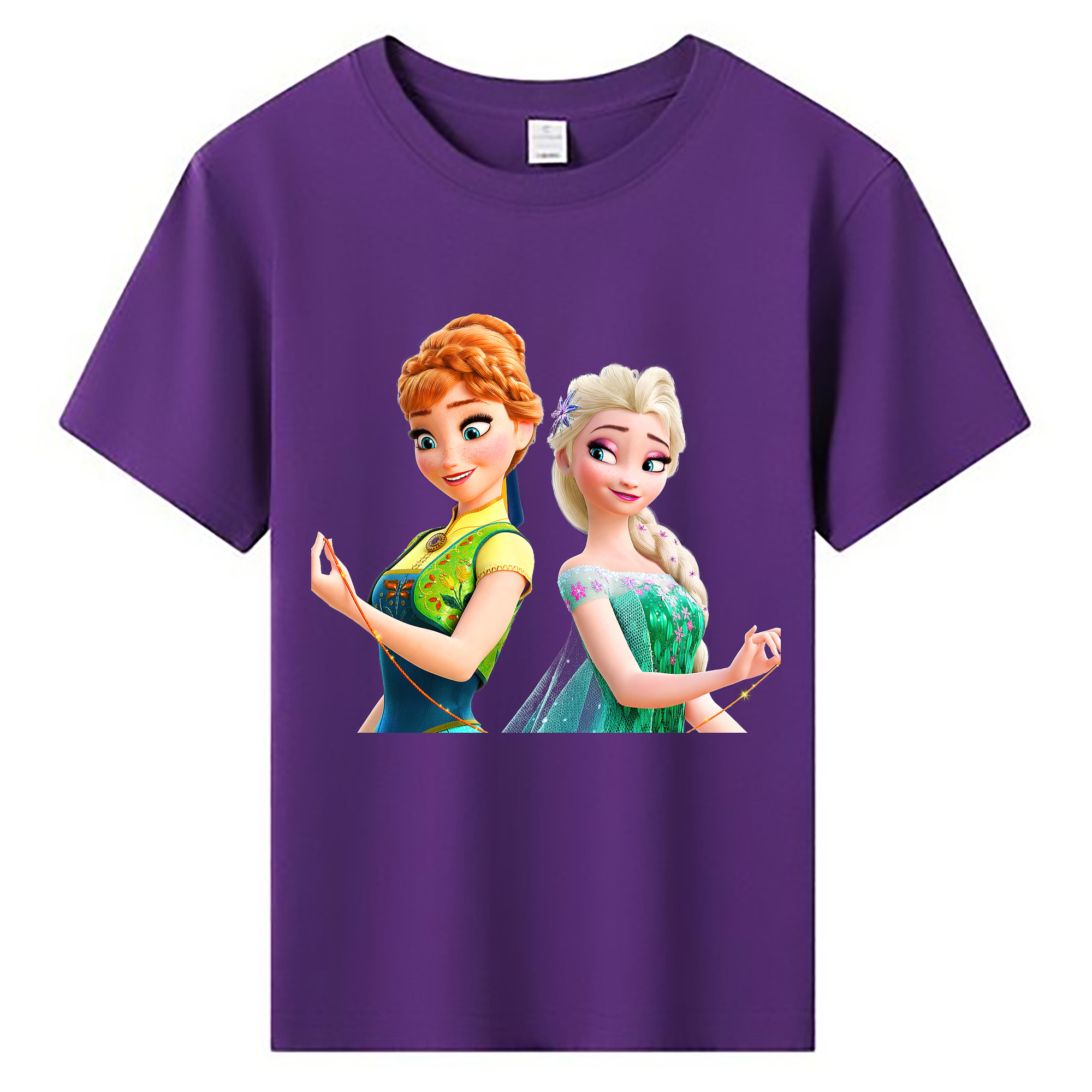 （画像用） アナと雪の女王 アンナ エルサ Frozen Anna Elsa 綿100％キッズTシャツ（フロントプリント）