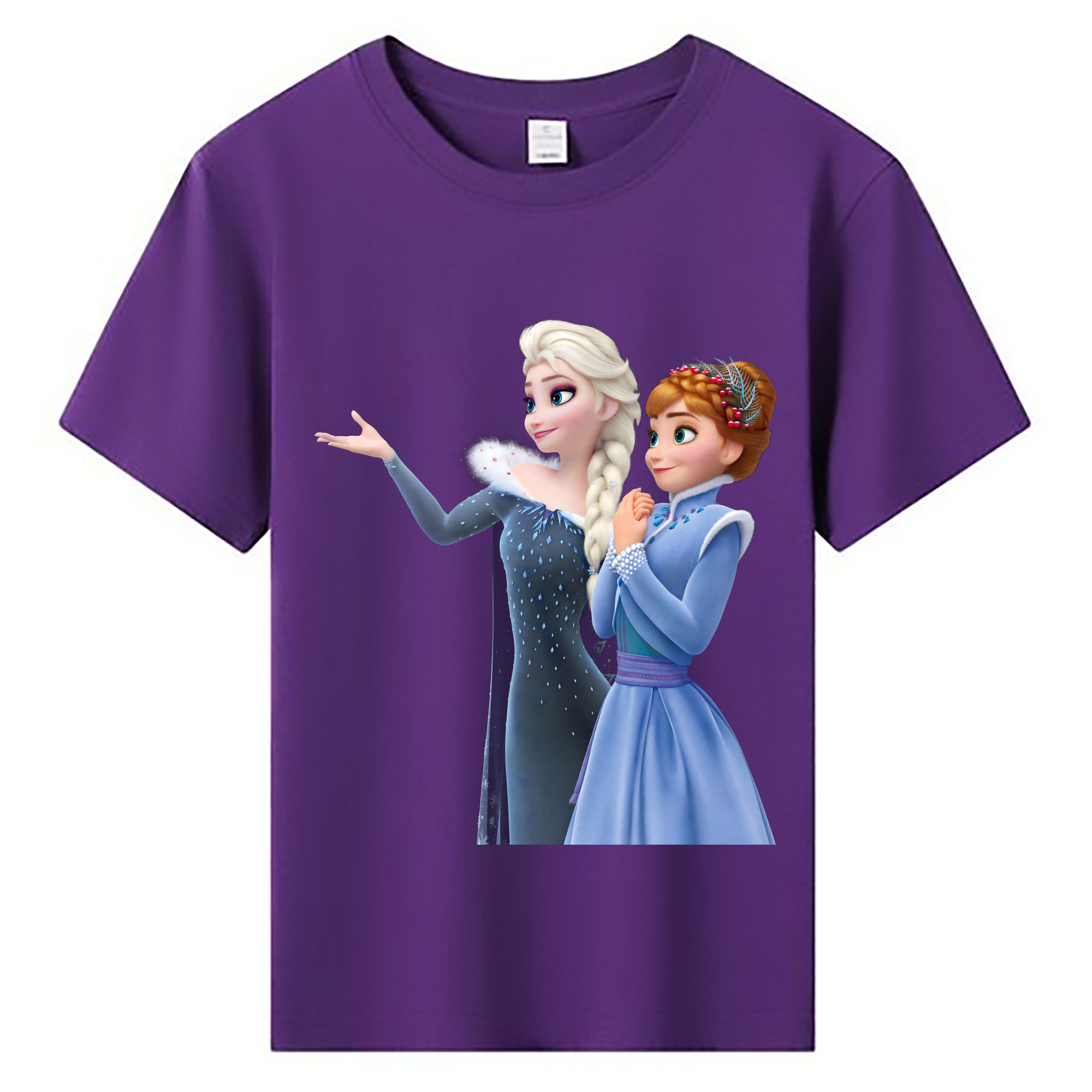 （画像用） アナと雪の女王 アンナ エルサ Frozen Anna Elsa 綿100％キッズTシャツ（フロントプリント）