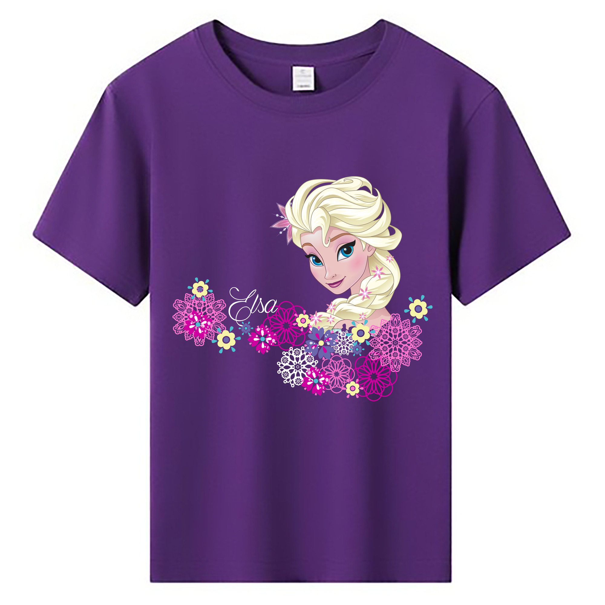 （画像用） アナと雪の女王 アンナ エルサ Frozen Anna Elsa 綿100％キッズTシャツ（フロントプリント）