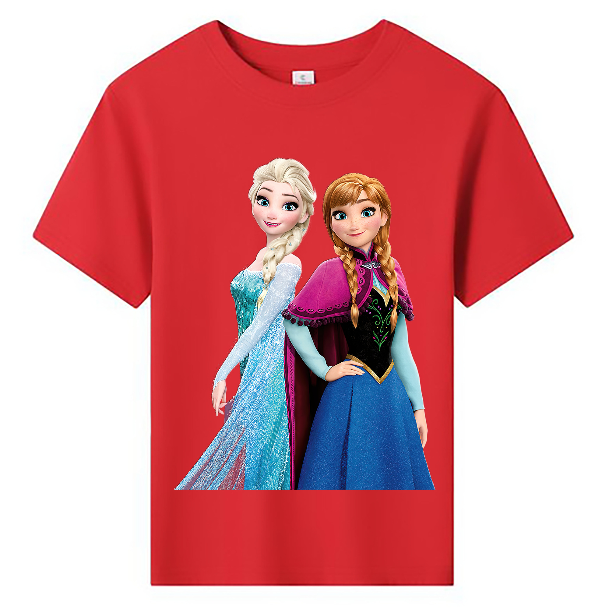 （画像用） アナと雪の女王 アンナ エルサ Frozen Anna Elsa 綿100％キッズTシャツ（フロントプリント）