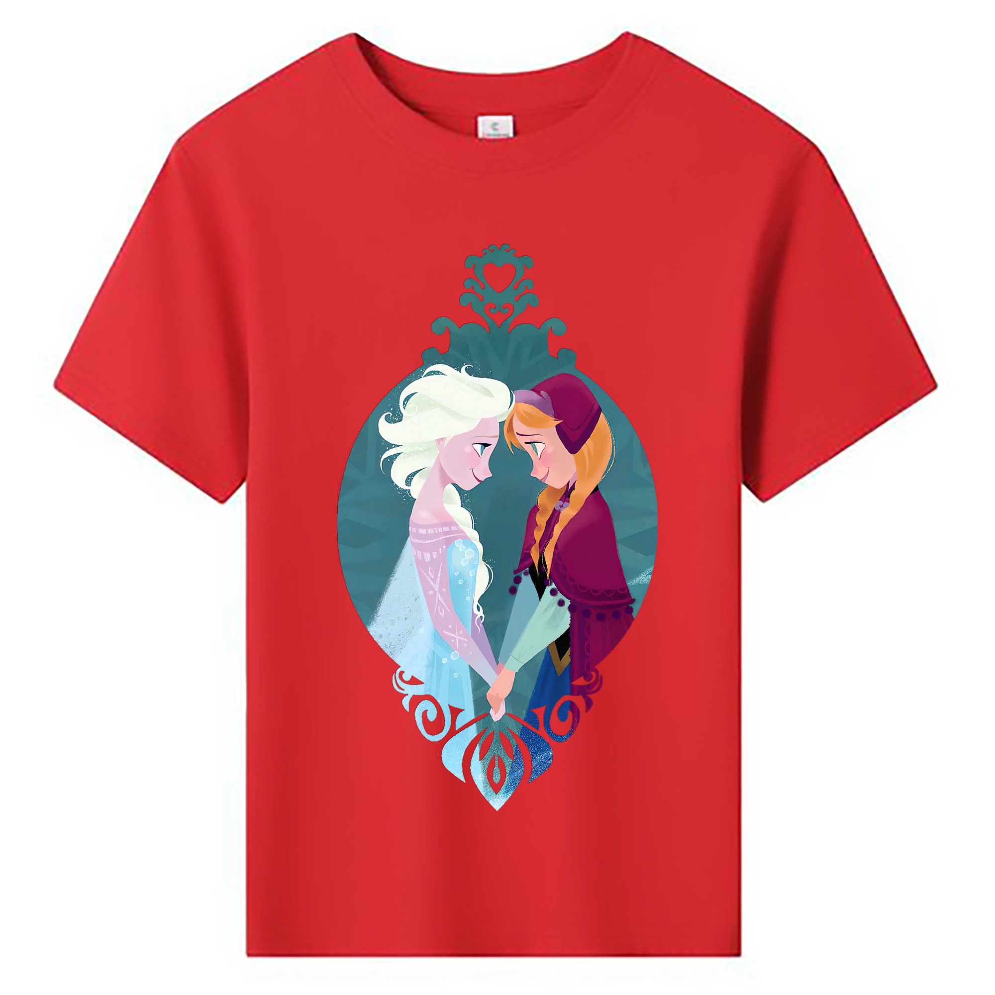 （画像用） アナと雪の女王 アンナ エルサ Frozen Anna Elsa 綿100％キッズTシャツ（フロントプリント）