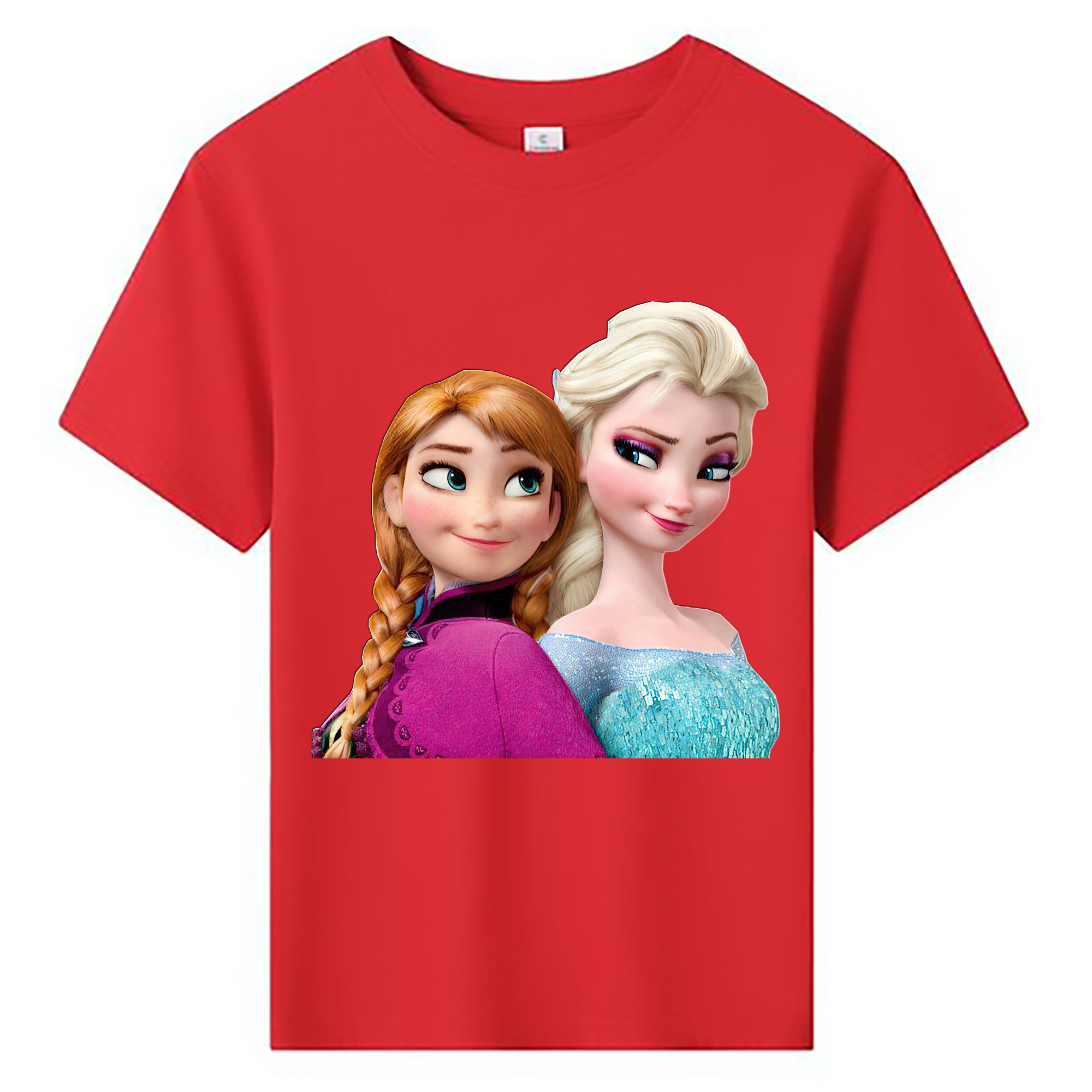 （画像用） アナと雪の女王 アンナ エルサ Frozen Anna Elsa 綿100％キッズTシャツ（フロントプリント）