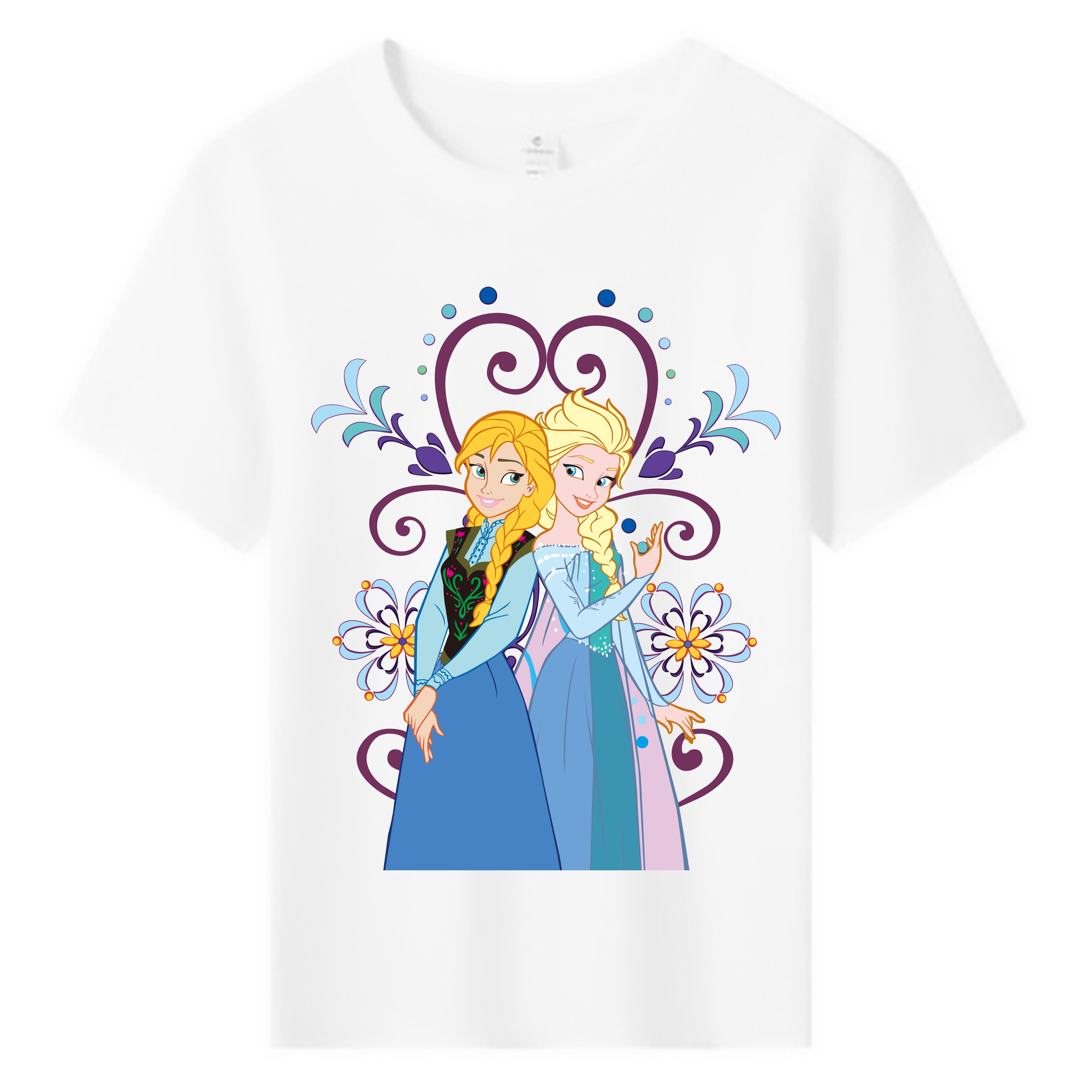 （画像用） アナと雪の女王 アンナ エルサ Frozen Anna Elsa 綿100％キッズTシャツ（フロントプリント）
