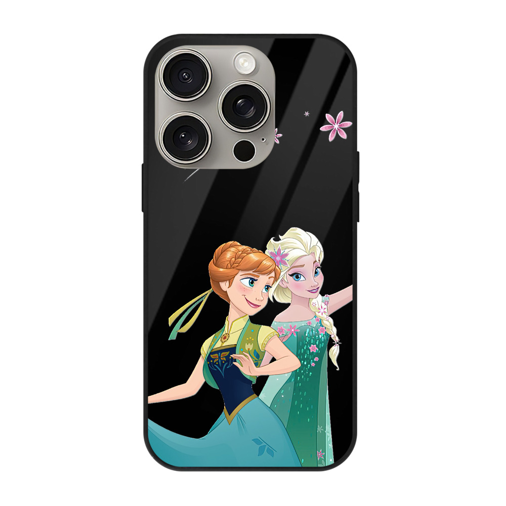 （画像用） アナと雪の女王 アンナ エルサ Frozen Anna Elsa 【iPhone15Pro対応】スマホケース 耐衝撃＆黄変防止 背面ガラス