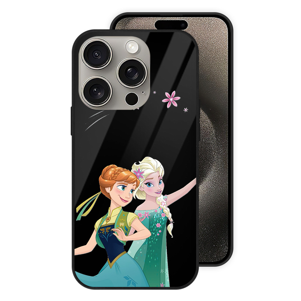 （画像用） アナと雪の女王 アンナ エルサ Frozen Anna Elsa 【iPhone15Pro対応】スマホケース 耐衝撃＆黄変防止 背面ガラス