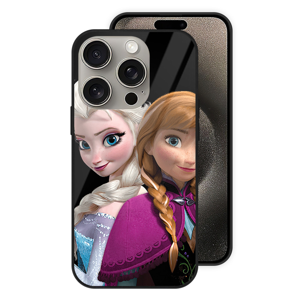 （画像用） アナと雪の女王 アンナ エルサ Frozen Anna Elsa 【iPhone15Pro対応】スマホケース 耐衝撃＆黄変防止 背面ガラス