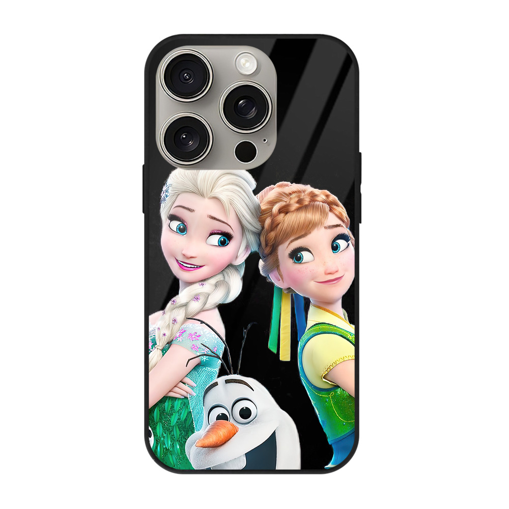 （画像用） アナと雪の女王 アンナ エルサ Frozen Anna Elsa 【iPhone15Pro対応】スマホケース 耐衝撃＆黄変防止 背面ガラス