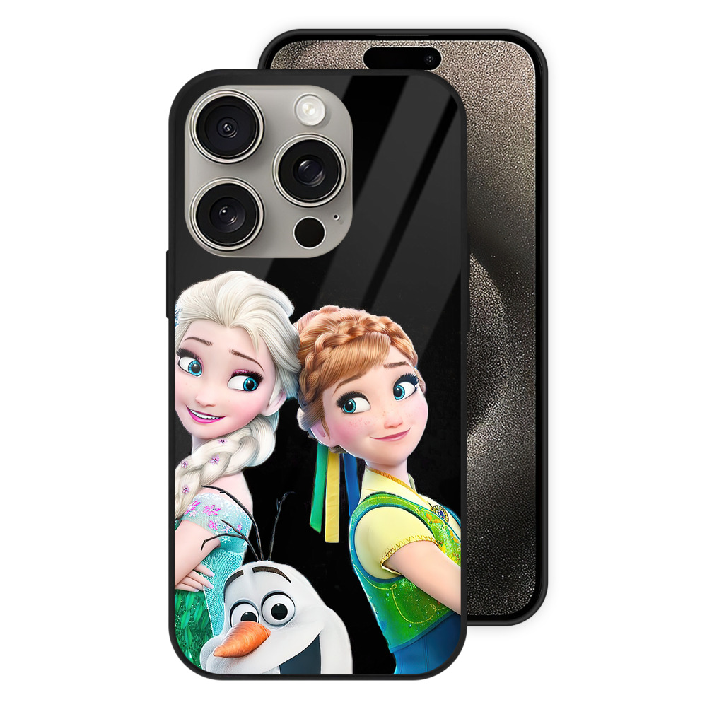 （画像用） アナと雪の女王 アンナ エルサ Frozen Anna Elsa 【iPhone15Pro対応】スマホケース 耐衝撃＆黄変防止 背面ガラス