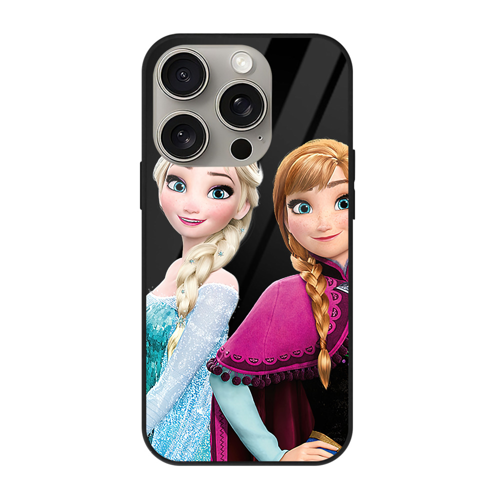 （画像用） アナと雪の女王 アンナ エルサ Frozen Anna Elsa 【iPhone15Pro対応】スマホケース 耐衝撃＆黄変防止 背面ガラス