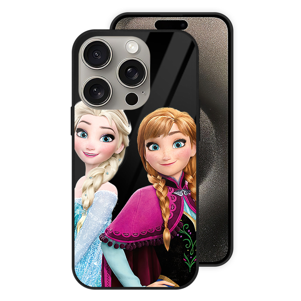 （画像用） アナと雪の女王 アンナ エルサ Frozen Anna Elsa 【iPhone15Pro対応】スマホケース 耐衝撃＆黄変防止 背面ガラス