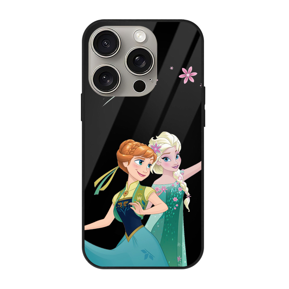 （画像用） アナと雪の女王 アンナ エルサ Frozen Anna Elsa 【iPhone15Pro対応】スマホケース 耐衝撃＆黄変防止 背面ガラス