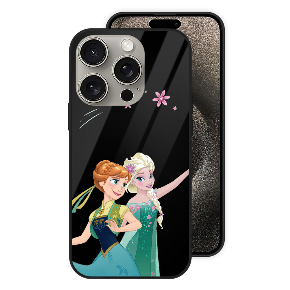 （画像用） アナと雪の女王 アンナ エルサ Frozen Anna Elsa 【iPhone15Pro対応】スマホケース 耐衝撃＆黄変防止 背面ガラス