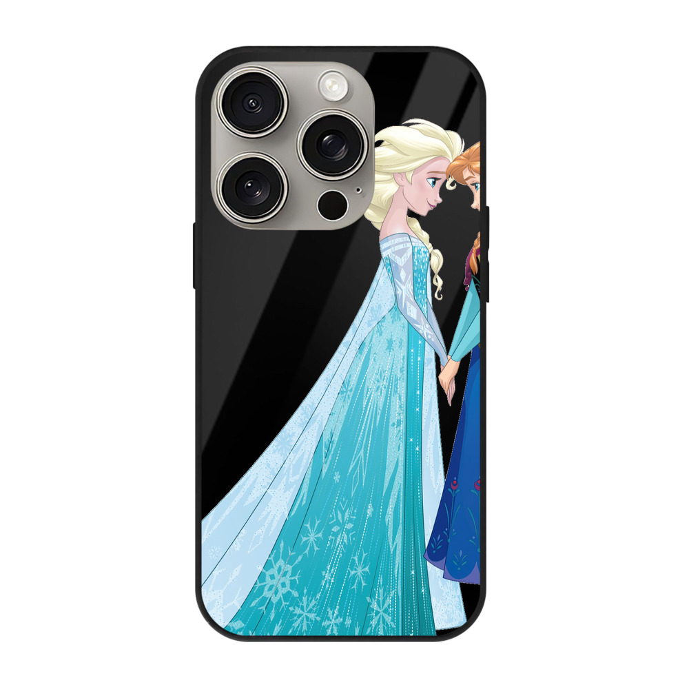 （画像用） アナと雪の女王 アンナ エルサ Frozen Anna Elsa 【iPhone15Pro対応】スマホケース 耐衝撃＆黄変防止 背面ガラス