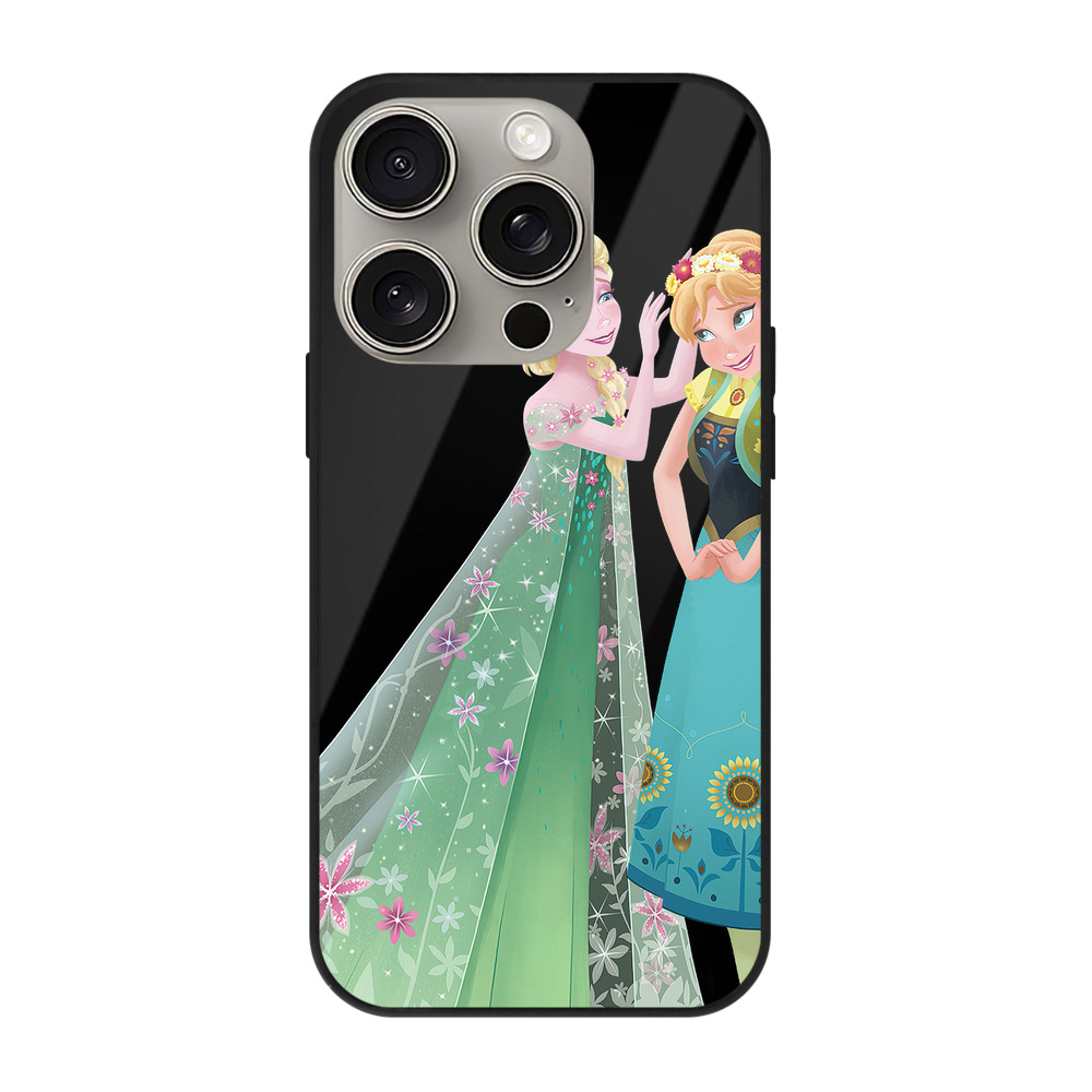 （画像用） アナと雪の女王 アンナ エルサ Frozen Anna Elsa 【iPhone15Pro対応】スマホケース 耐衝撃＆黄変防止 背面ガラス