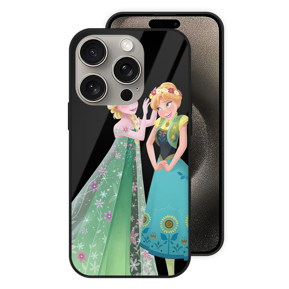 （画像用） アナと雪の女王 アンナ エルサ Frozen Anna Elsa 【iPhone15Pro対応】スマホケース 耐衝撃＆黄変防止 背面ガラス