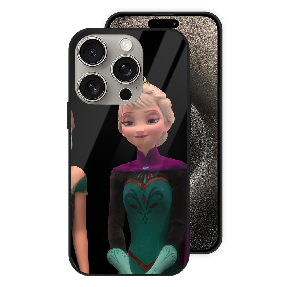 （画像用） アナと雪の女王 アンナ エルサ Frozen Anna Elsa 【iPhone15Pro対応】スマホケース 耐衝撃＆黄変防止 背面ガラス