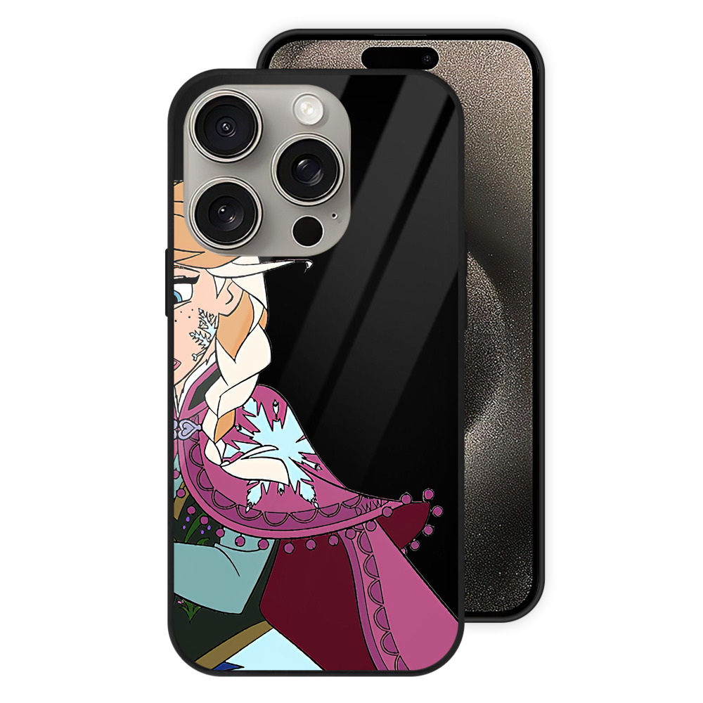 （画像用） アナと雪の女王 アンナ エルサ Frozen Anna Elsa 【iPhone15Pro対応】スマホケース 耐衝撃＆黄変防止 背面ガラス