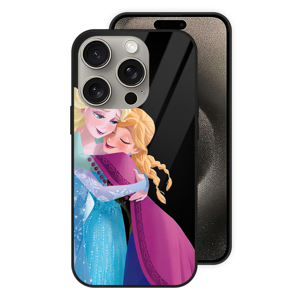 （画像用） アナと雪の女王 アンナ エルサ Frozen Anna Elsa 【iPhone15Pro対応】スマホケース 耐衝撃＆黄変防止 背面ガラス