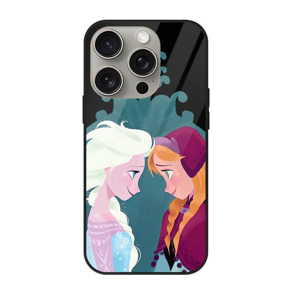 （画像用） アナと雪の女王 アンナ エルサ Frozen Anna Elsa 【iPhone15Pro対応】スマホケース 耐衝撃＆黄変防止 背面ガラス
