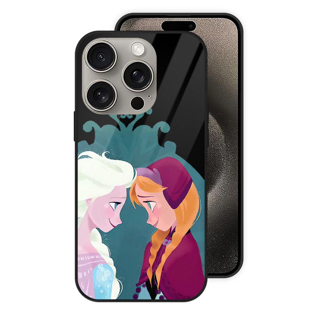 （画像用） アナと雪の女王 アンナ エルサ Frozen Anna Elsa 【iPhone15Pro対応】スマホケース 耐衝撃＆黄変防止 背面ガラス