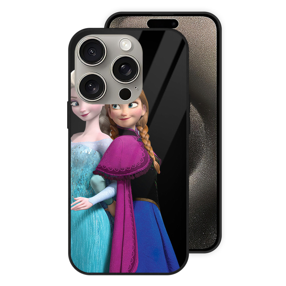（画像用） アナと雪の女王 アンナ エルサ Frozen Anna Elsa 【iPhone15Pro対応】スマホケース 耐衝撃＆黄変防止 背面ガラス