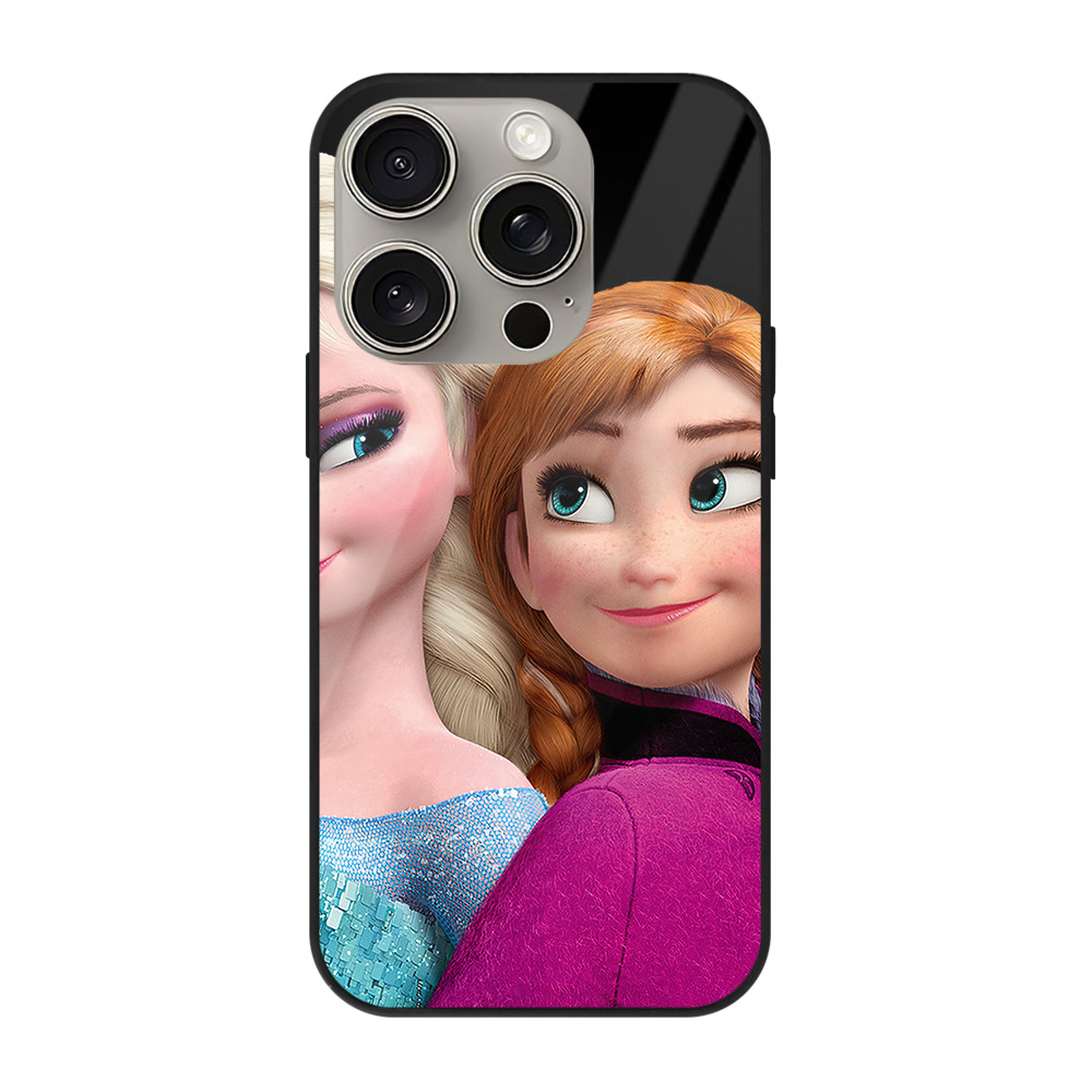 （画像用） アナと雪の女王 アンナ エルサ Frozen Anna Elsa 【iPhone15Pro対応】スマホケース 耐衝撃＆黄変防止 背面ガラス