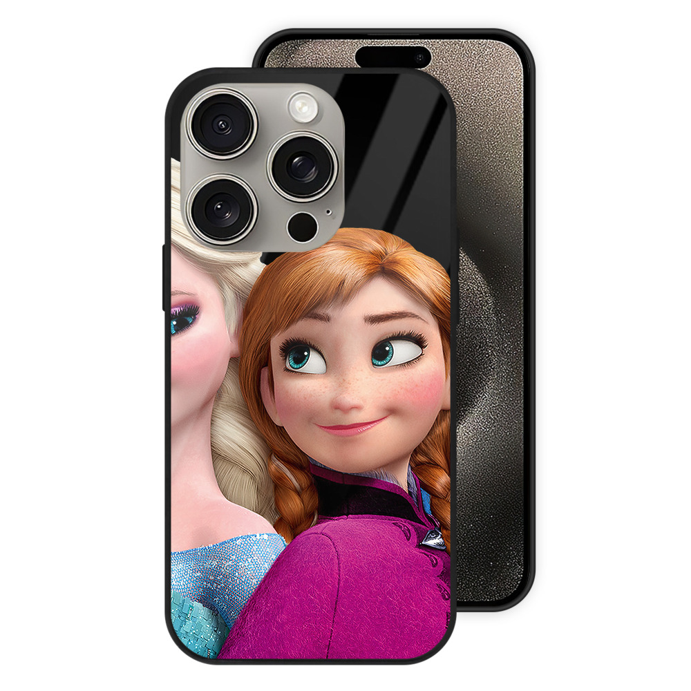 （画像用） アナと雪の女王 アンナ エルサ Frozen Anna Elsa 【iPhone15Pro対応】スマホケース 耐衝撃＆黄変防止 背面ガラス
