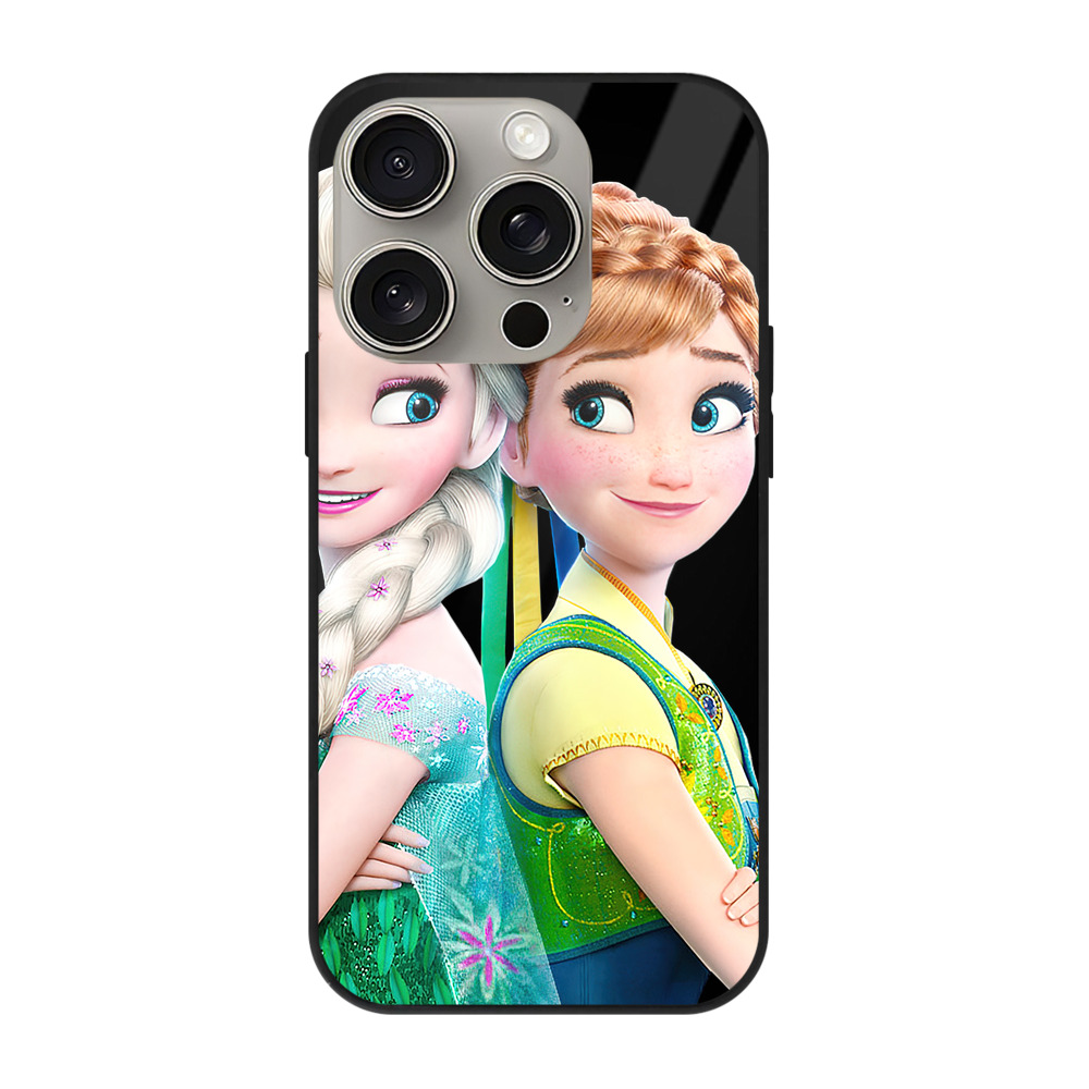 （画像用） アナと雪の女王 アンナ エルサ Frozen Anna Elsa 【iPhone15Pro対応】スマホケース 耐衝撃＆黄変防止 背面ガラス