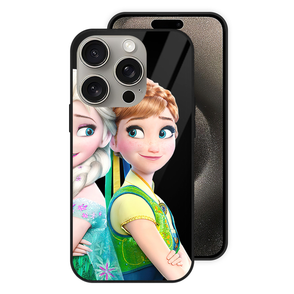 （画像用） アナと雪の女王 アンナ エルサ Frozen Anna Elsa 【iPhone15Pro対応】スマホケース 耐衝撃＆黄変防止 背面ガラス
